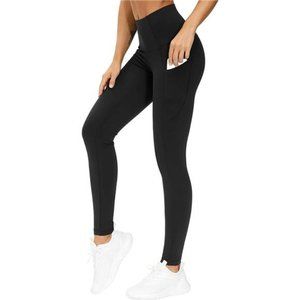 Thick High Waist Yoga Pants with Pockets, Tummy Control Workout Running Yoga Leg